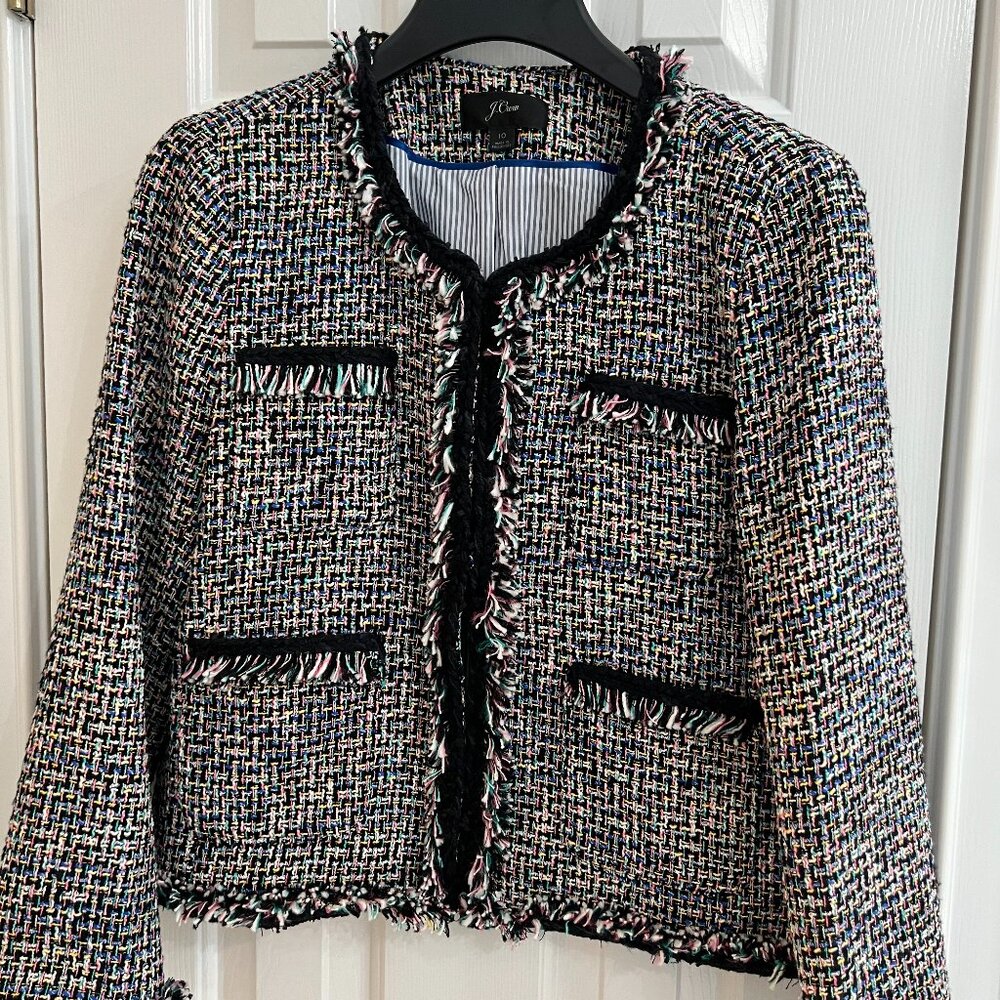 J. Crew French Tweed Lady Jacket - Multicolor Metallic - Size 10